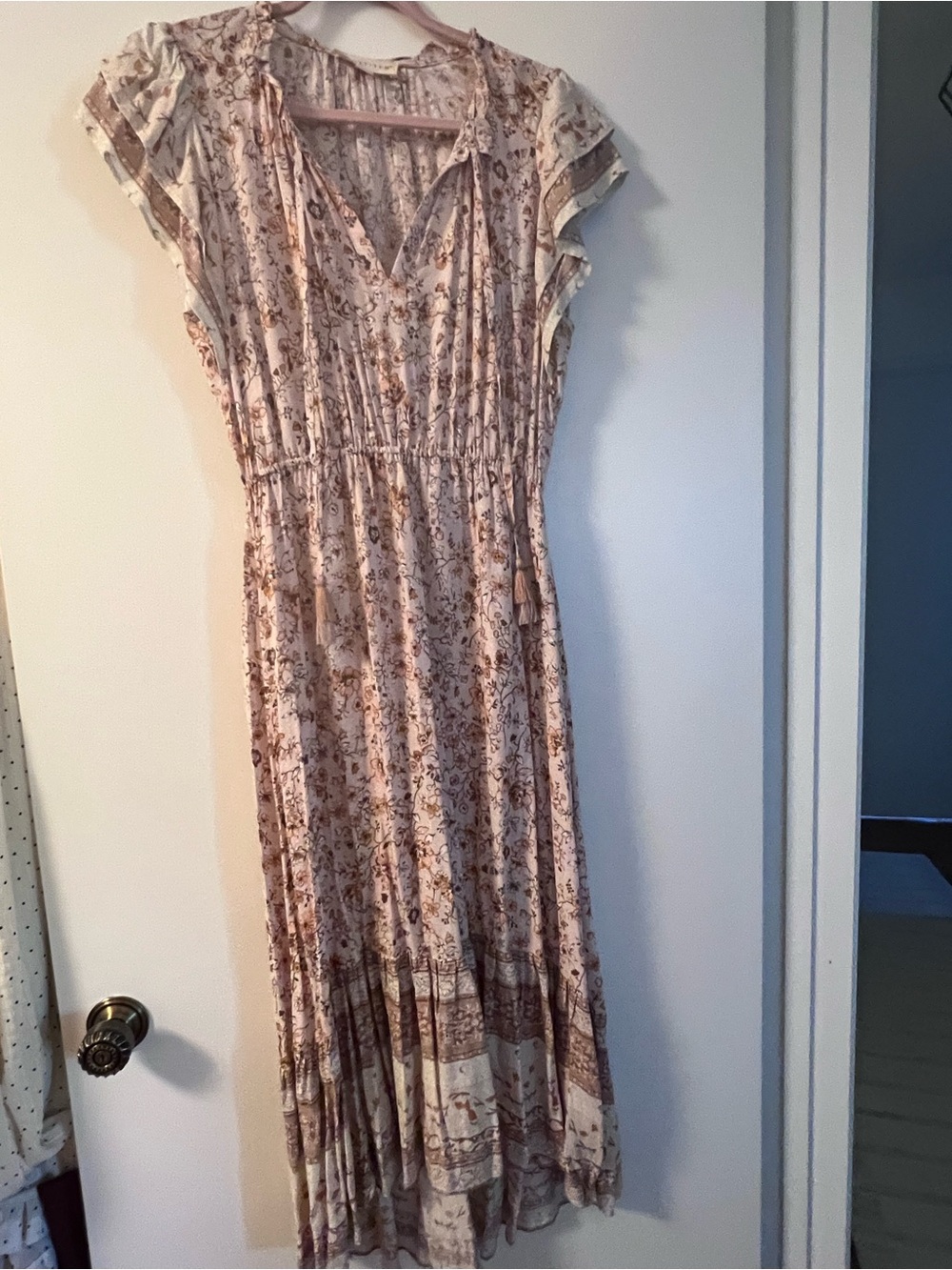 lovestitch Boho Cream Floral Midi Dress